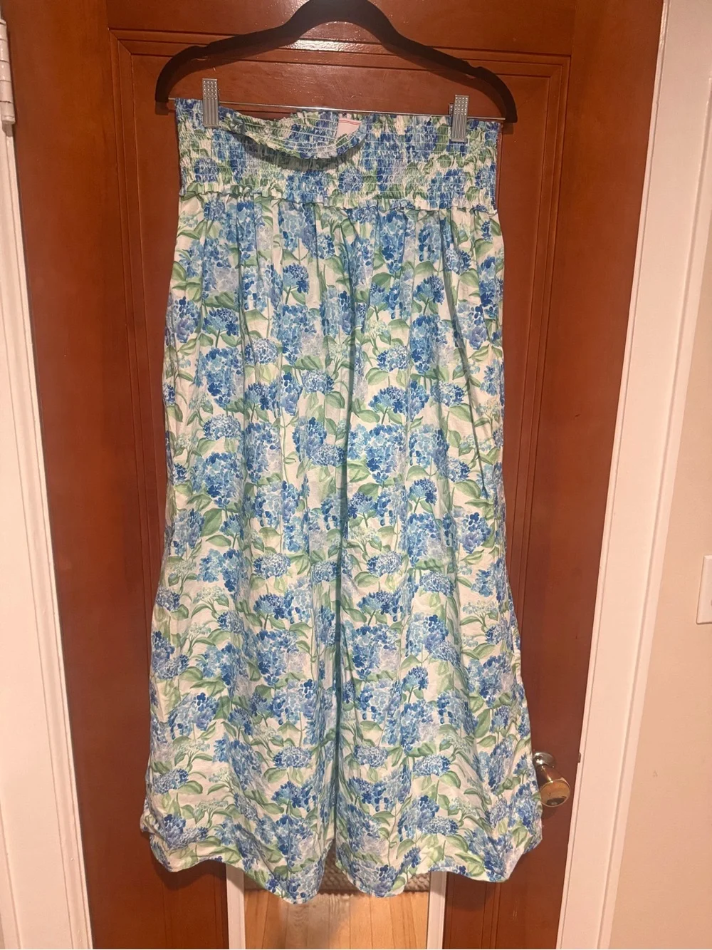 Hill House Home Blue and Green Smocked Waist Maxi